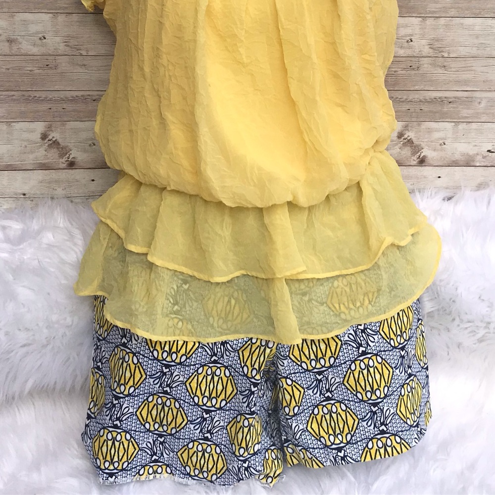 Jade Melody Tan Yellow and Blue Casual Shorts 8